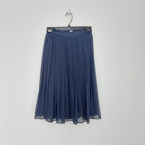 H&M Navy Pleated Midi Skirt